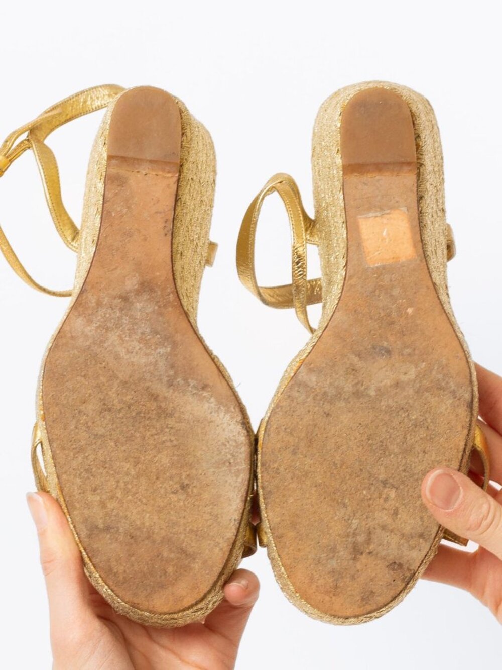Gucci Gold Raffia Espadrille Wedges - Size 7.5-8 - Picture 6 of 6
